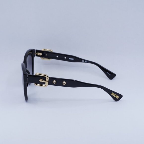 Moschino MOS143/S 0807 9O Sunglasses Black Square Frame, Grey Lenses main image 8